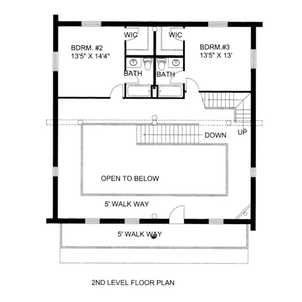 Second Floor - Carefree Haven Log Home 088D-0400 - Shop House Plans and More