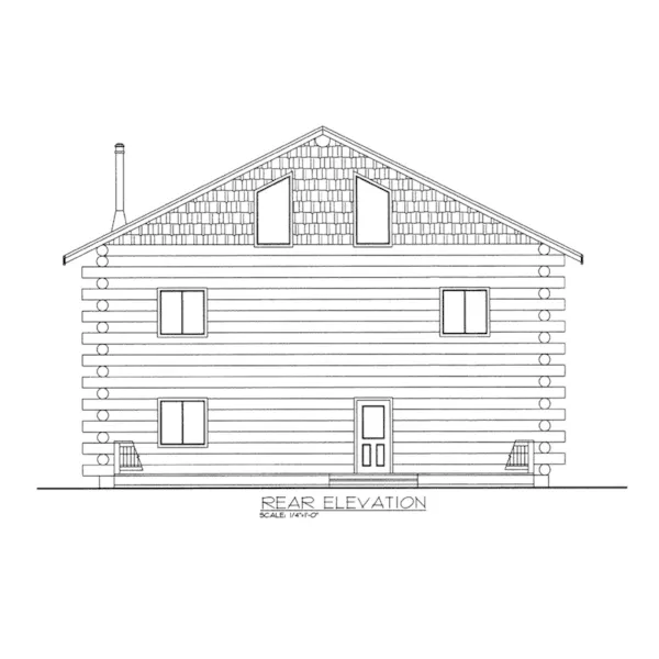 Rear Elevation - Carefree Haven Log Home 088D-0400 - Shop House Plans and More