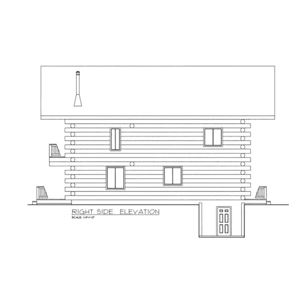 Right Elevation - Carefree Haven Log Home 088D-0400 - Shop House Plans and More