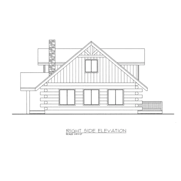 Right Elevation - Trout Stream Log Home 088D-0401 - Shop House Plans and More