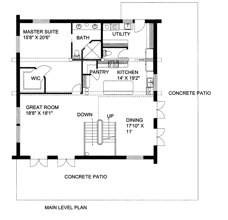 Log Cabin House Plan First Floor - 088D-0404 - Shop House Plans and More