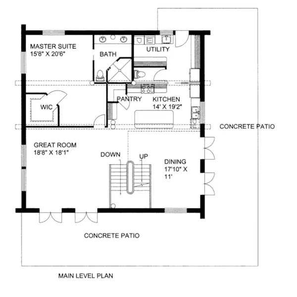 Log Cabin House Plan First Floor - Bent Creek Log Home 088D-0404 - Shop House Plans and More