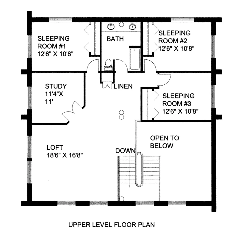Log Cabin House Plan Second Floor - 088D-0404 - Shop House Plans and More