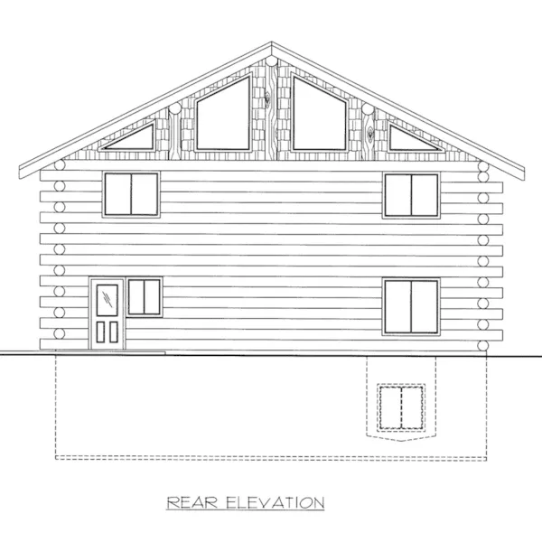 Log Cabin House Plan Rear Elevation - Bent Creek Log Home 088D-0404 - Shop House Plans and More