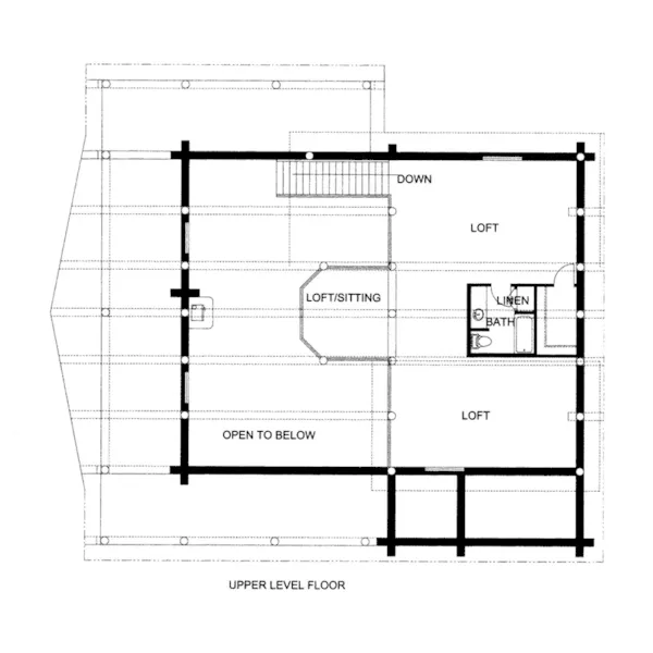 Log House Plan Second Floor - Alta Peak Rustic Mountain Home 088D-0405 - Shop House Plans and More