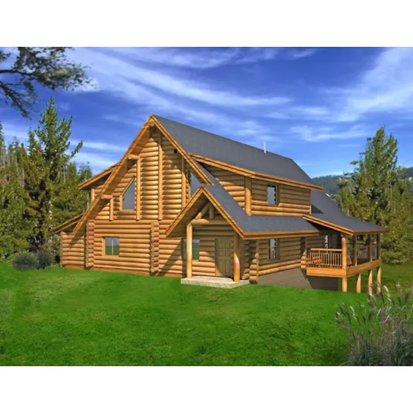 Log House Plan Front of Home - Alta Peak Rustic Mountain Home 088D-0405 - Shop House Plans and More