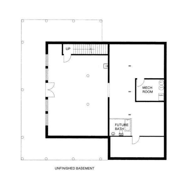 Log House Plan Lower Level Floor - Alta Peak Rustic Mountain Home 088D-0405 - Shop House Plans and More