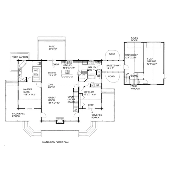 Mountain House Plan First Floor - Western Branch Rustic Home088D-0407 - Shop House Plans and More