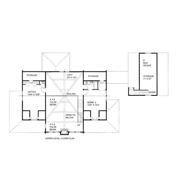 Mountain House Plan Second Floor - Western Branch Rustic Home088D-0407 - Shop House Plans and More