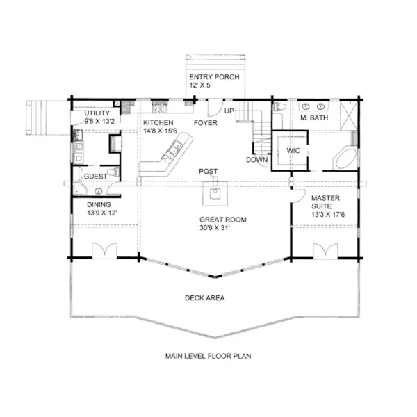 Log House Plan First Floor - Flynn Ferry Tudor Home 088D-0408 - Shop House Plans and More