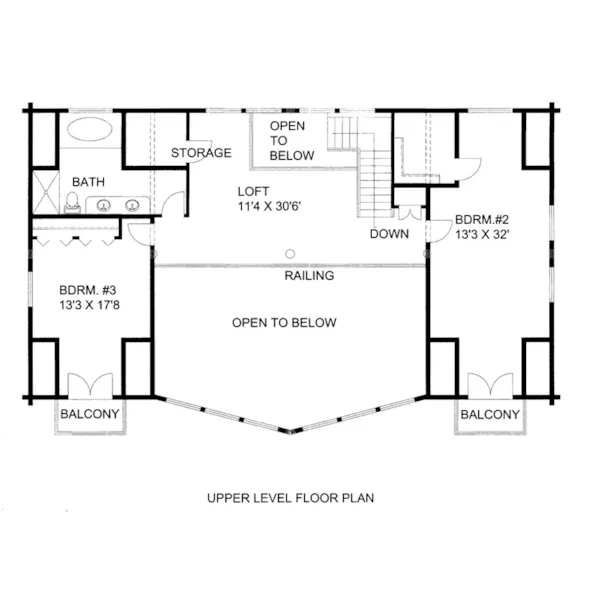 Log House Plan Second Floor - Flynn Ferry Tudor Home 088D-0408 - Shop House Plans and More