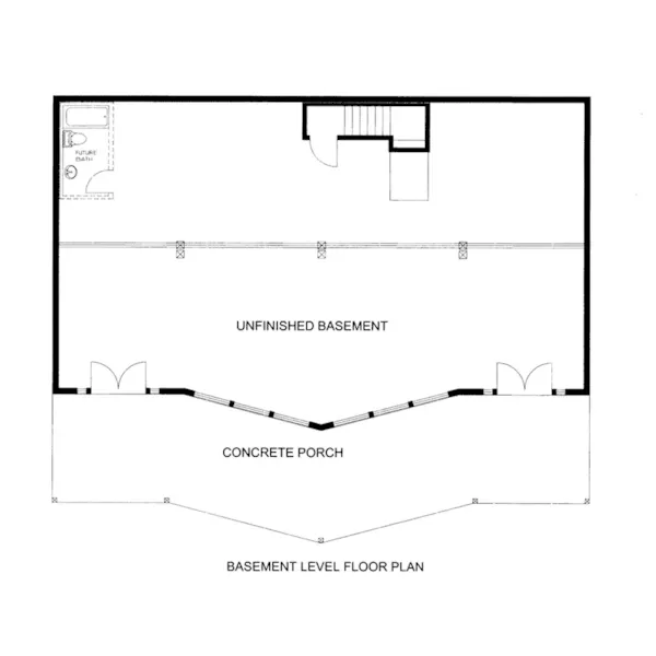 Log House Plan Lower Level Floor - Flynn Ferry Tudor Home 088D-0408 - Shop House Plans and More