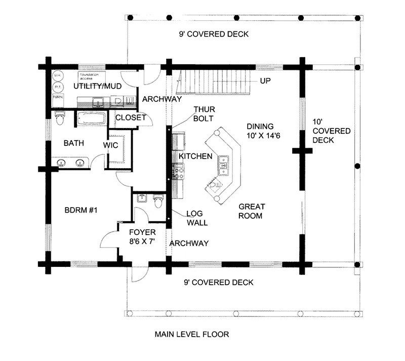 Log Cabin House Plan First Floor - 088D-0409 - Shop House Plans and More
