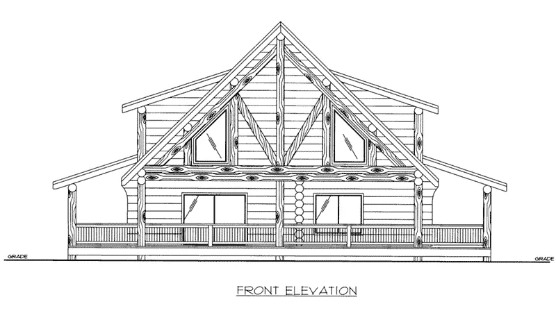 Log Cabin House Plan Front Elevation - 088D-0409 - Shop House Plans and More