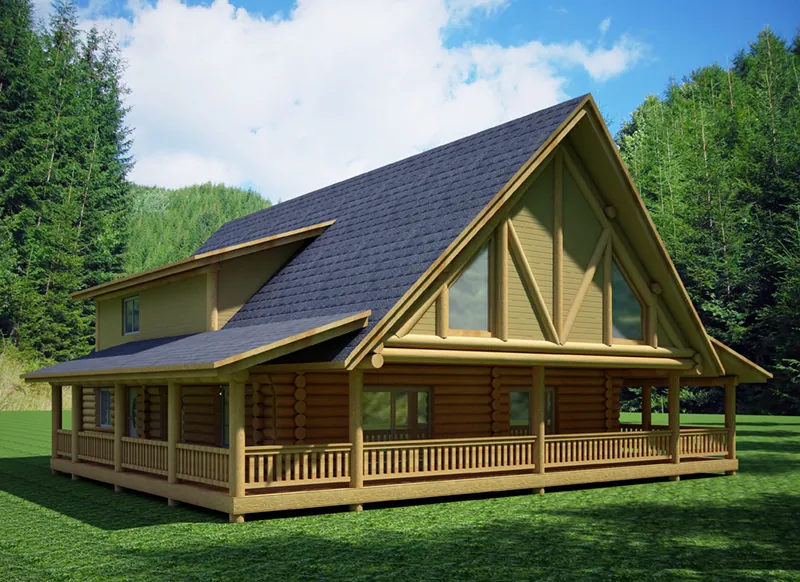 Log House Plan Front of Home - 088D-0409 - Shop House Plans and More