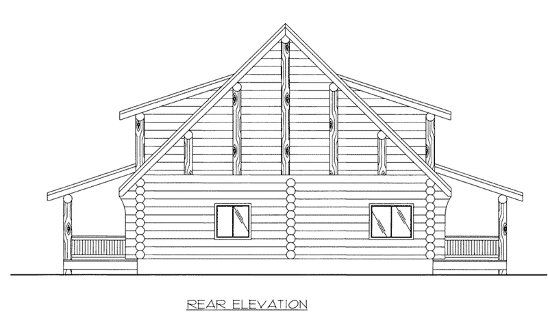 Log Cabin House Plan Rear Elevation - 088D-0409 - Shop House Plans and More