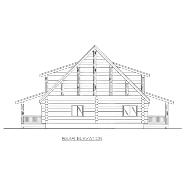 Log Cabin House Plan Rear Elevation - Kamari Rustic Log Home 088D-0409 - Shop House Plans and More