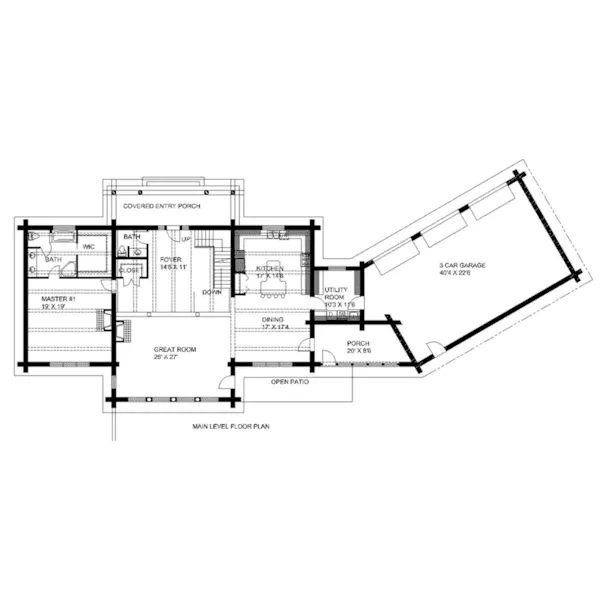 Log House Plan First Floor - Roberts Bay Luxury Home 088D-0410 - Shop House Plans and More