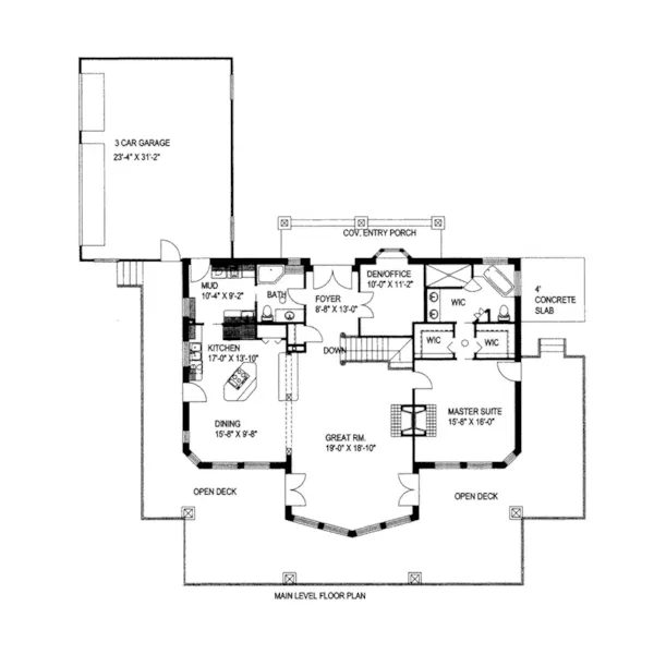 Log House Plan First Floor - Sonora Bay Log Lake Home088D-0412 - Shop House Plans and More