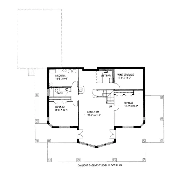 Log House Plan Lower Level Floor - Sonora Bay Log Lake Home088D-0412 - Shop House Plans and More