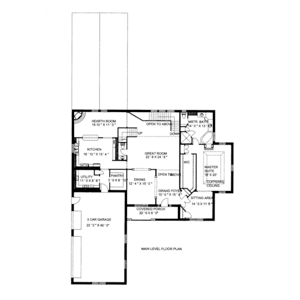 Traditional House Plan First Floor - Parkmont Hill Ranch Home 088D-0413 - Shop House Plans and More