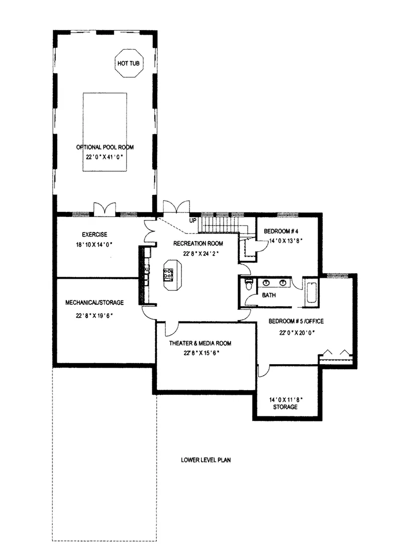 Traditional House Plan Lower Level Floor - 088D-0413 - Shop House Plans and More