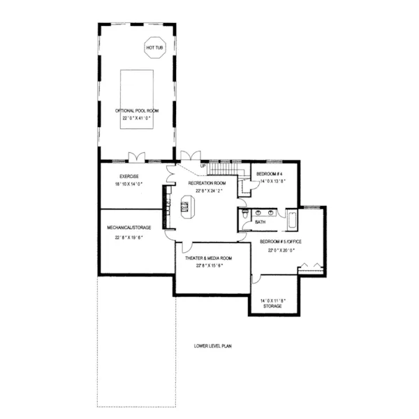 Traditional House Plan Lower Level Floor - Parkmont Hill Ranch Home 088D-0413 - Shop House Plans and More