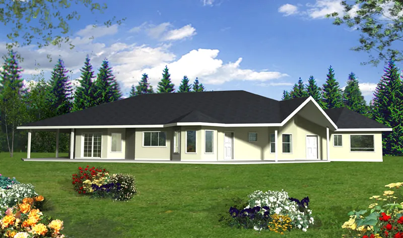Ranch House Plan Front of Home - 088D-0418 - Shop House Plans and More