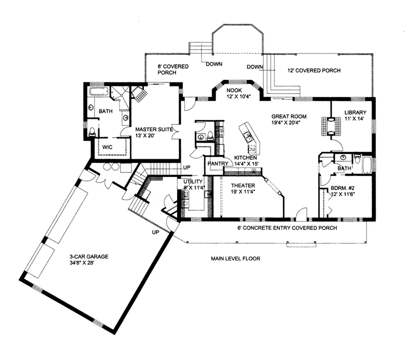 Mountain House Plan First Floor - 088D-0419 - Shop House Plans and More