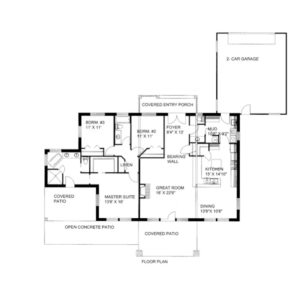 Rustic House Plan First Floor - 088D-0420 - Shop House Plans and More