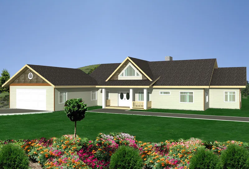 Ranch House Plan Front of Home - 088D-0420 - Shop House Plans and More