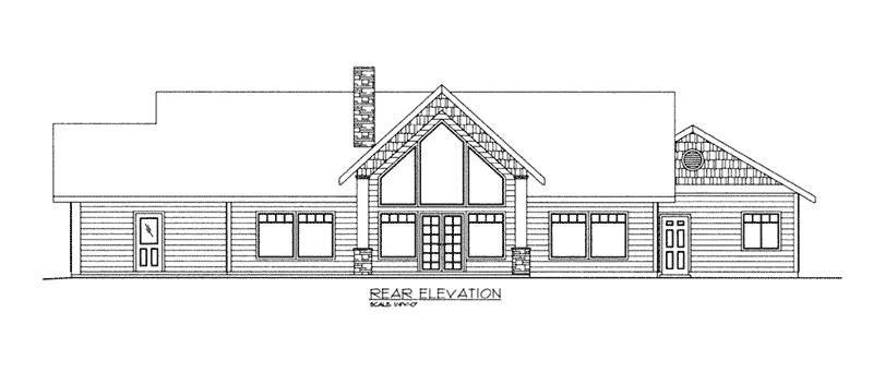 Ranch House Plan Rear Elevation - 088D-0420 - Shop House Plans and More