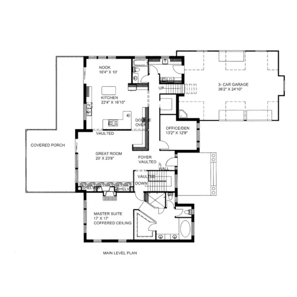 Waterfront House Plan First Floor - Kerrsville Craftsman Home 088D-0421 - Shop House Plans and More