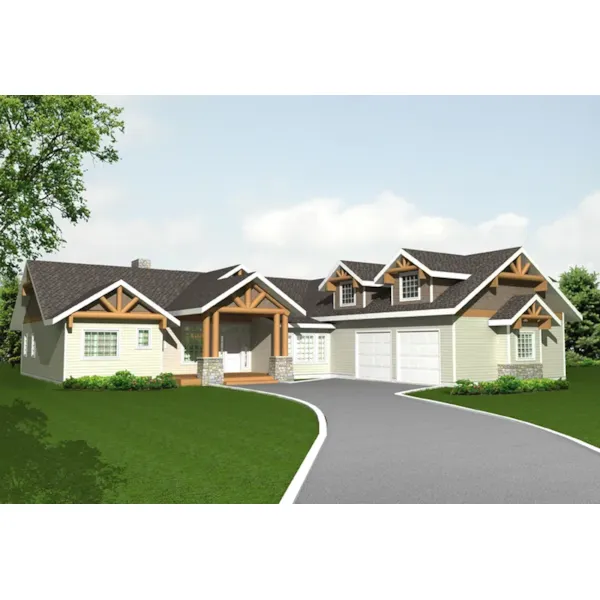 Waterfront House Plan Front of Home - Kerrsville Craftsman Home 088D-0421 - Shop House Plans and More