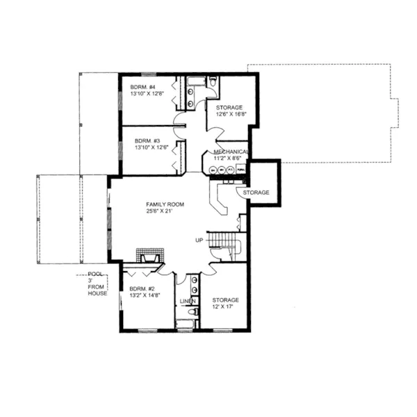 Waterfront House Plan Lower Level Floor - Kerrsville Craftsman Home 088D-0421 - Shop House Plans and More