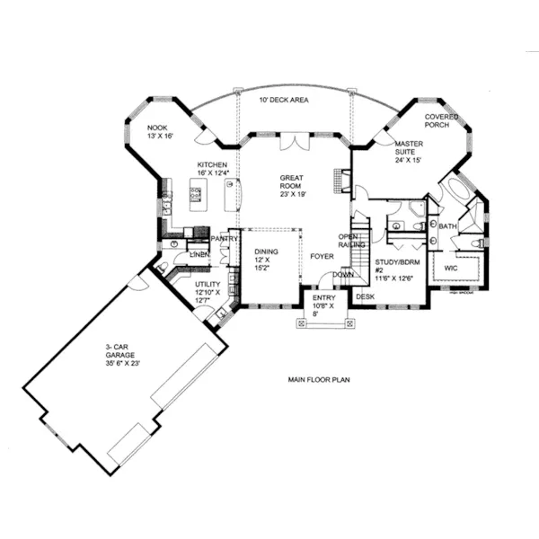 Rustic House Plan First Floor - Henson Place Luxury Home 088D-0425 - Shop House Plans and More