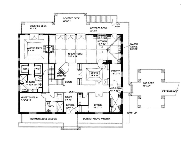 Contemporary House Plan First Floor - 088D-0430 - Shop House Plans and More