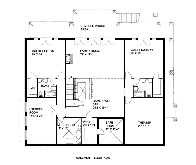 Contemporary House Plan Lower Level Floor - 088D-0430 - Shop House Plans and More