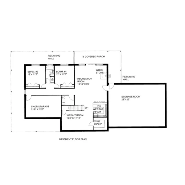 Luxury House Plan Lower Level Floor - Copeland Lake Hillside Home 088D-0439 - Shop House Plans and More