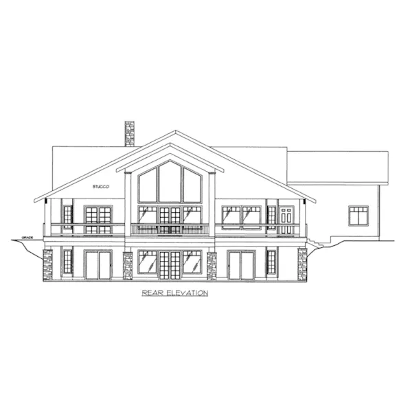 Luxury House Plan Rear Elevation - Adler Lake Vacation Home 088D-0440 - Shop House Plans and More