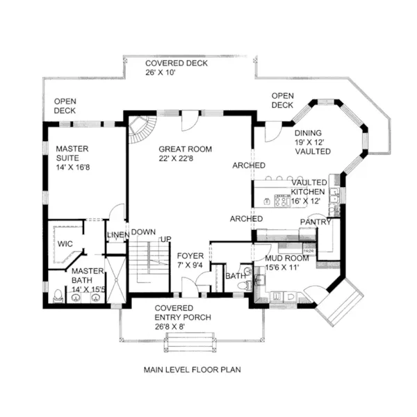 Rustic House Plan First Floor - Tate Point Country Home 088D-0444 - Shop House Plans and More