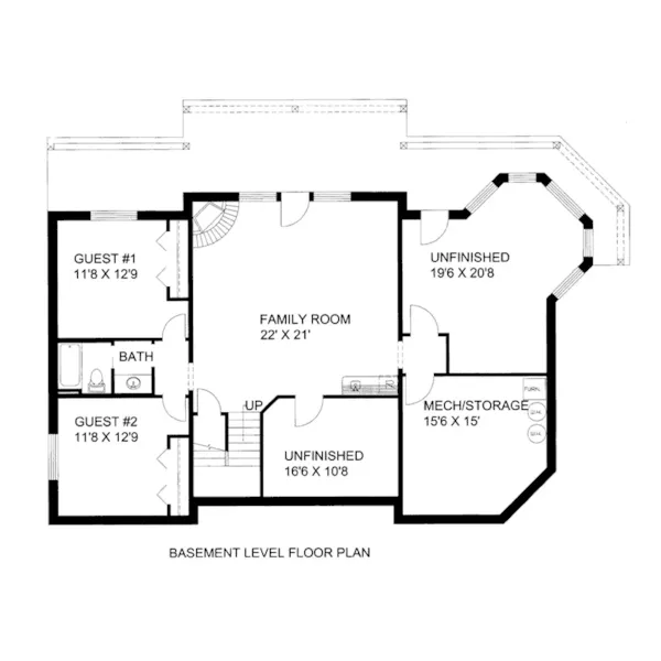 Rustic House Plan Lower Level Floor - Tate Point Country Home 088D-0444 - Shop House Plans and More