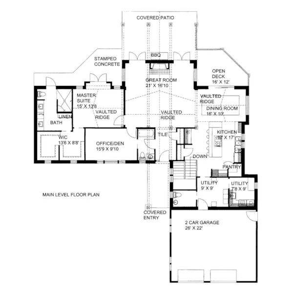 Modern House Plan First Floor - Branch Hollow Ranch Home 088D-0449 - Shop House Plans and More