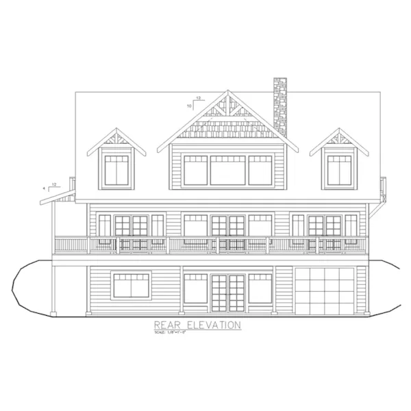 Farmhouse Plan Rear Elevation - Idlewood Cove Craftsman Home 088D-0455 - Shop House Plans and More