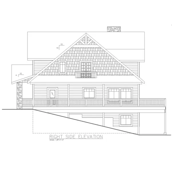 Farmhouse Plan Right Elevation - Idlewood Cove Craftsman Home 088D-0455 - Shop House Plans and More