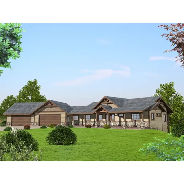 Lake House Plan Front of Home - Comanche Hill Luxury Home 088D-0457 - Shop House Plans and More