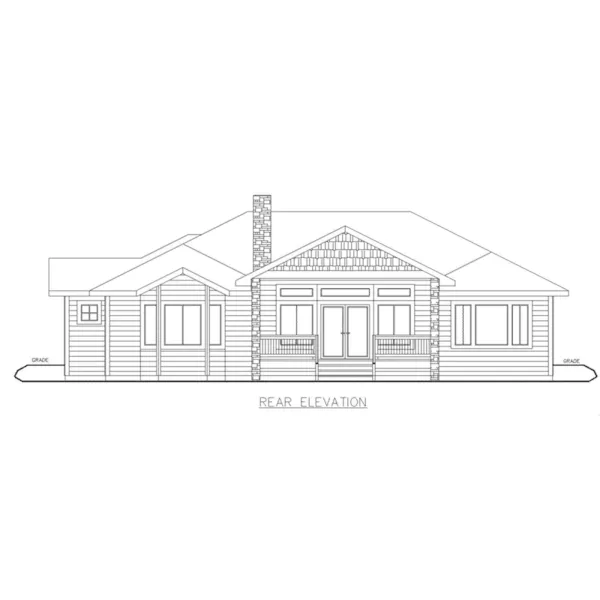 Ranch House Plan Rear Elevation - 088D-0458 - Shop House Plans and More