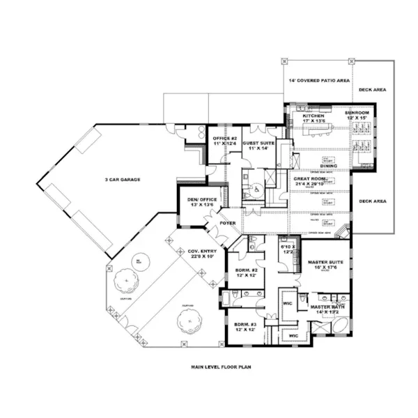 Luxury House Plan First Floor - Maplesville Ranch Home 088D-0459 - Shop House Plans and More