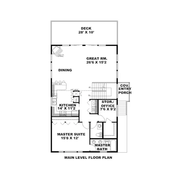 Waterfront House Plan First Floor - Keystone Lake Vacation Home 088D-0461 - Shop House Plans and More