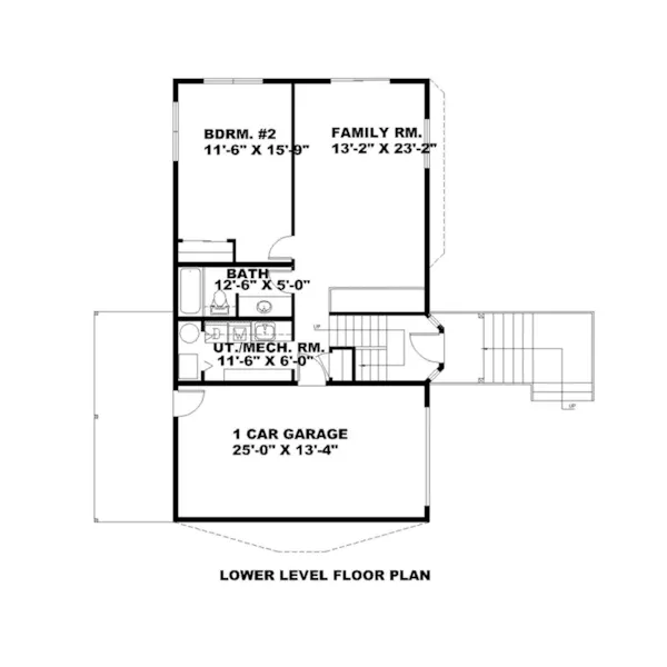 Rustic House Plan Lower Level Floor - Overlook Point Mountain Home 088D-0467 - Shop House Plans and More